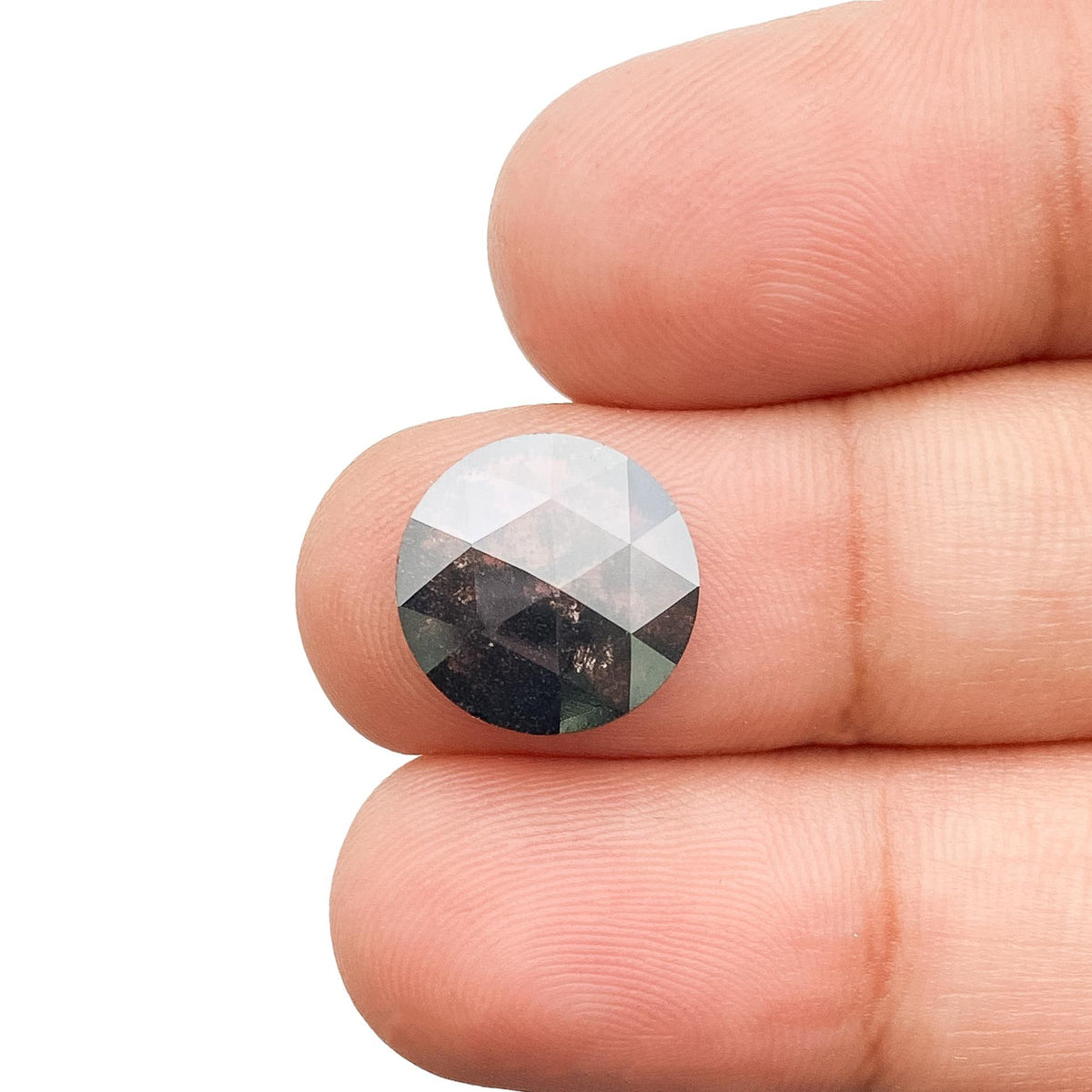2.10ct | Salt & Pepper Round Shape Rose Cut Lab Diamond