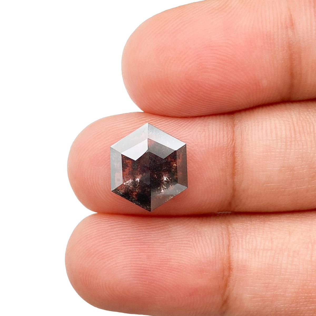 2.47ct | Salt & Pepper Hexagon Shape Step Cut Lab Diamond