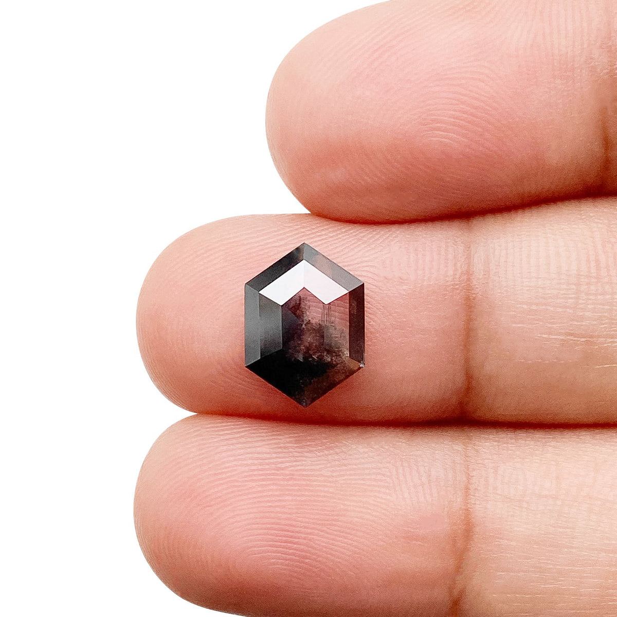 1.75ct | Salt & Pepper Hexagon Shape Rose Cut Lab Diamond