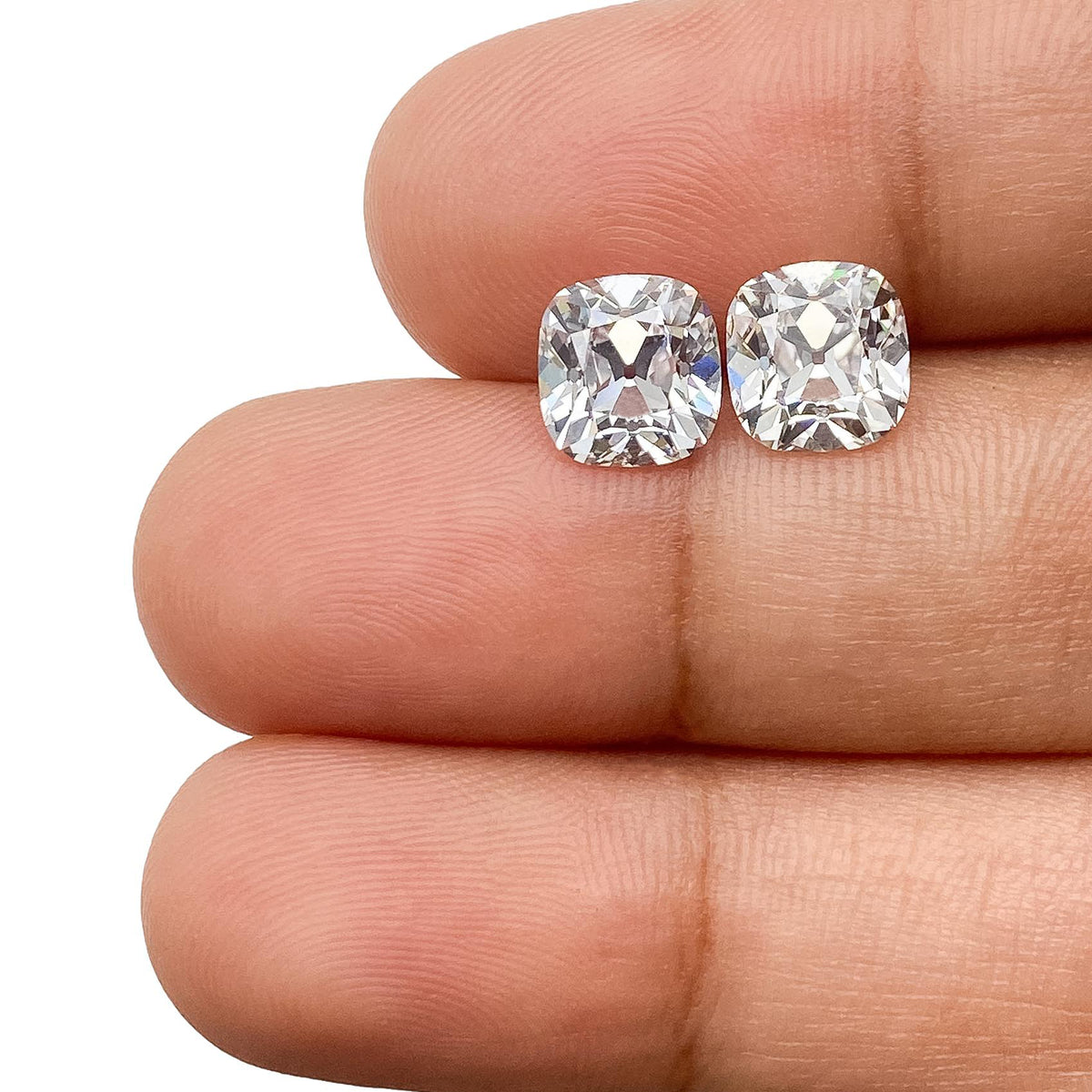 3.17cttw | E-F/VVS2 Cushion Shape Old Mine Cut Lab Diamond Matched Pair