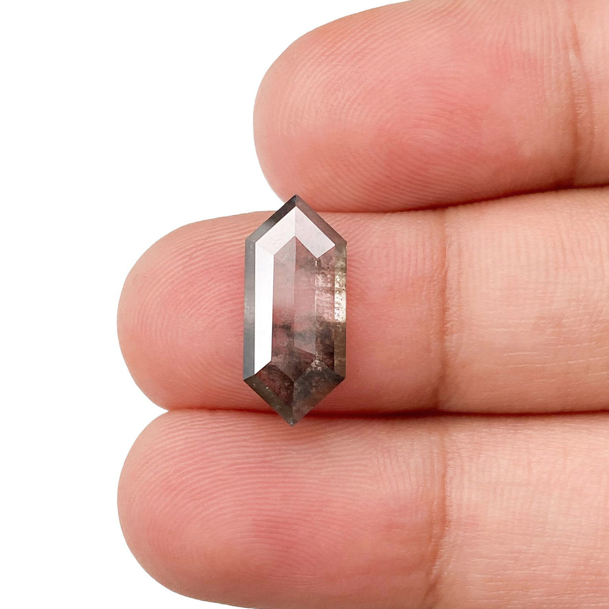 2.55ct | Salt & Pepper Hexagon Shape Rose Cut Lab Diamond