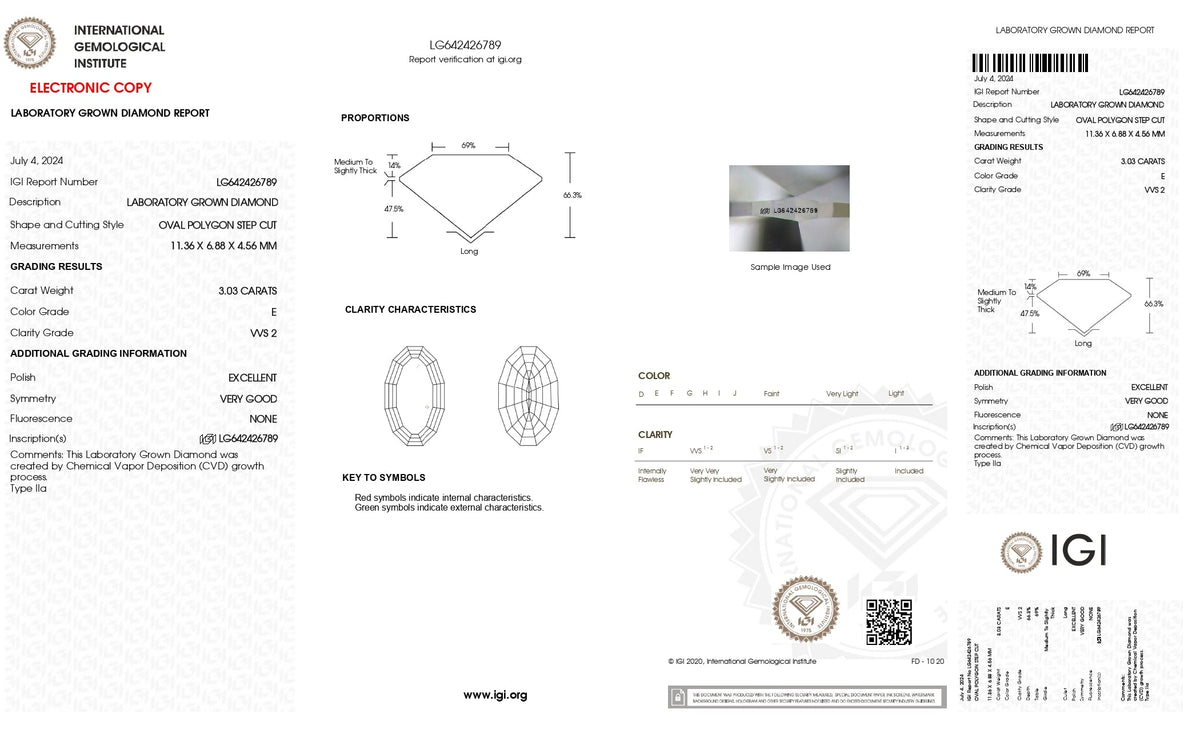 3.03ct | E/VVS2 Oval Shape Step Cut Lab Diamond (IGI)-LITHOS Diamond