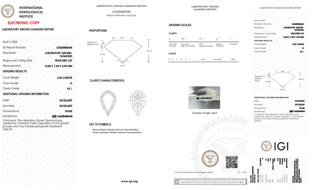 3.03ct | G/VS1 Pear Shape Step Cut Lab Diamond (IGI)-LITHOS Diamond