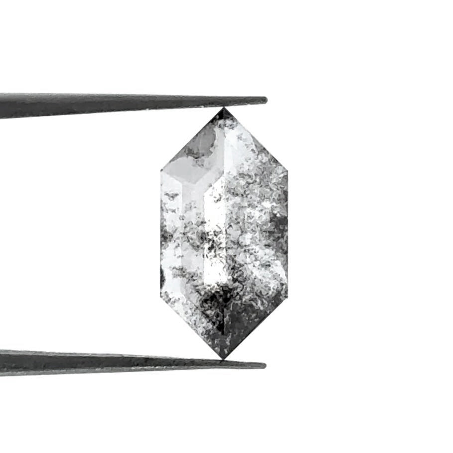 1.48ct | Salt & Pepper Hexagon Shape Rose Cut Lab Diamond
