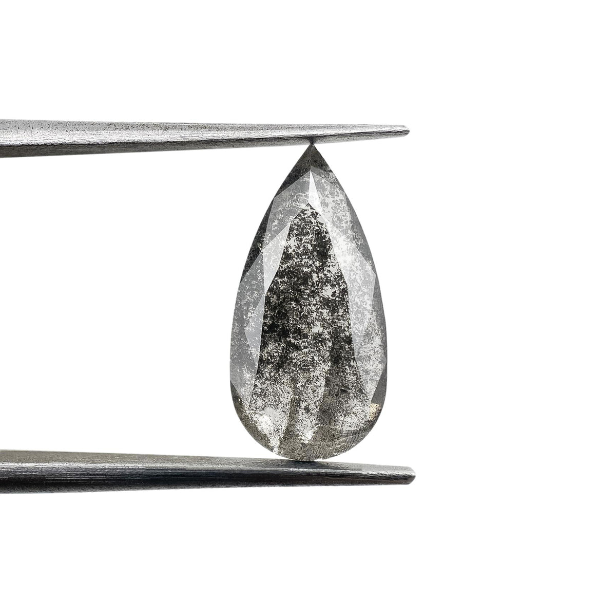1.70ct | Salt & Pepper Pear Shape Rose Cut Lab Diamond