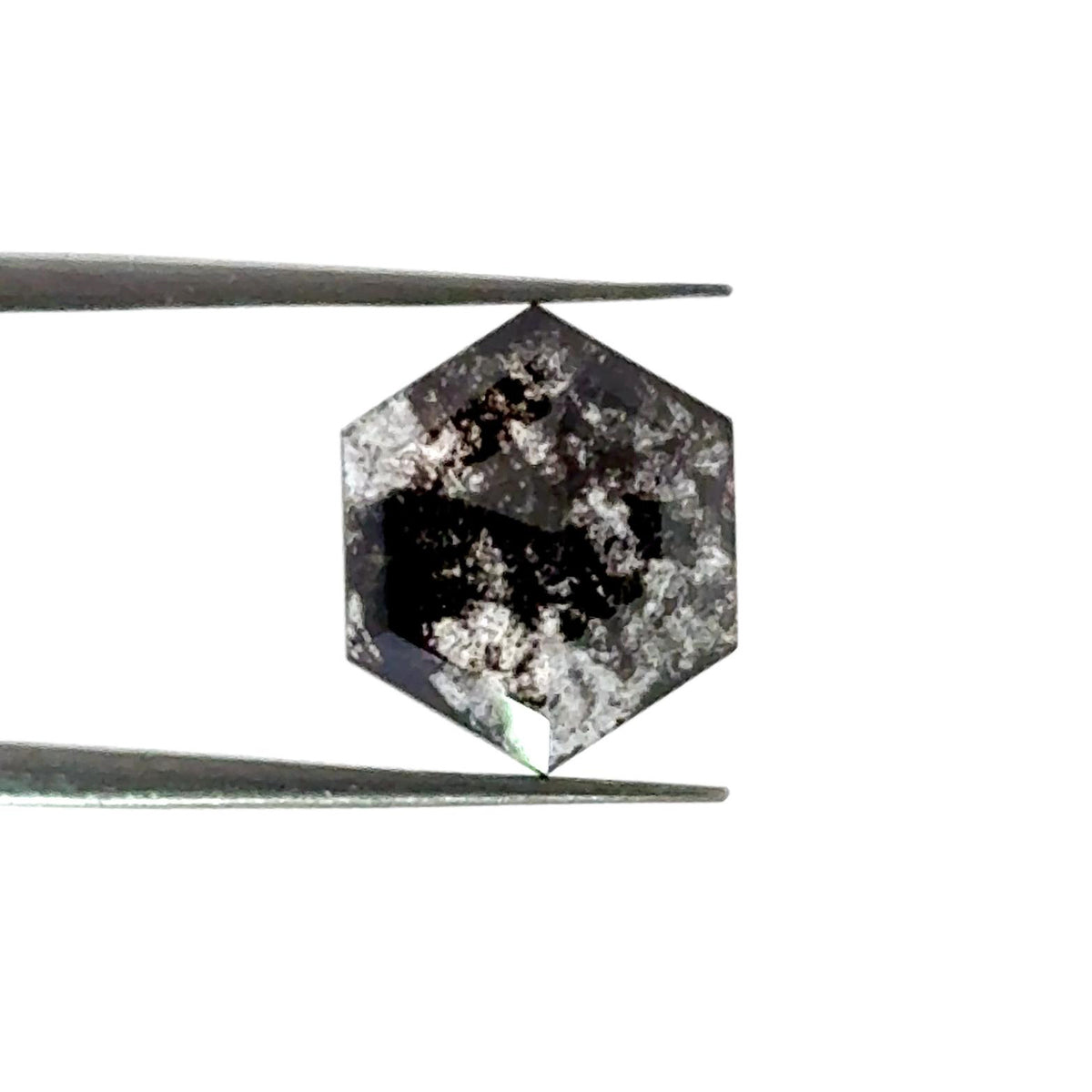 2.00ct | Salt & Pepper Hexagon Shape Rose Cut Lab Diamond