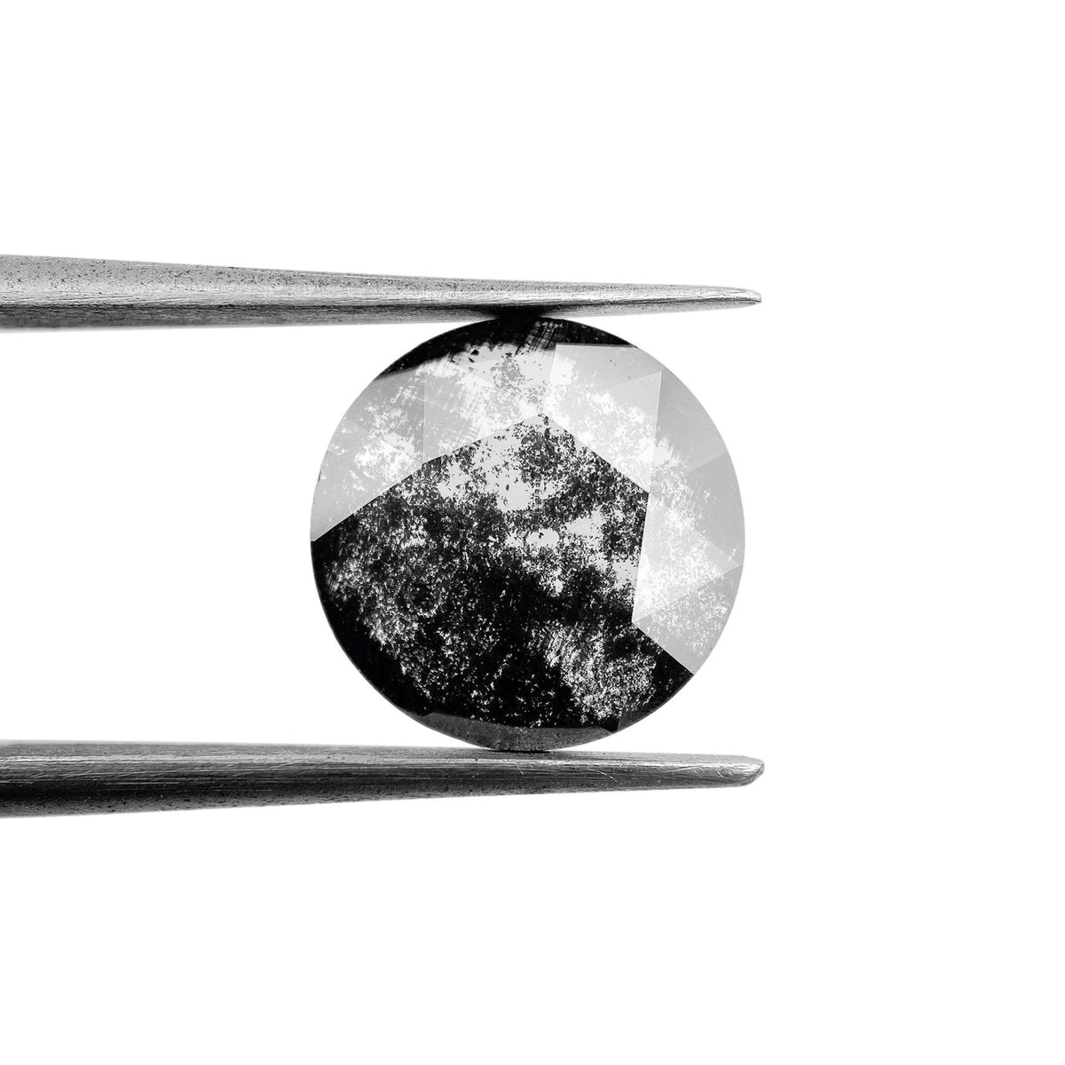 2.10ct | Salt & Pepper Round Shape Rose Cut Lab Diamond