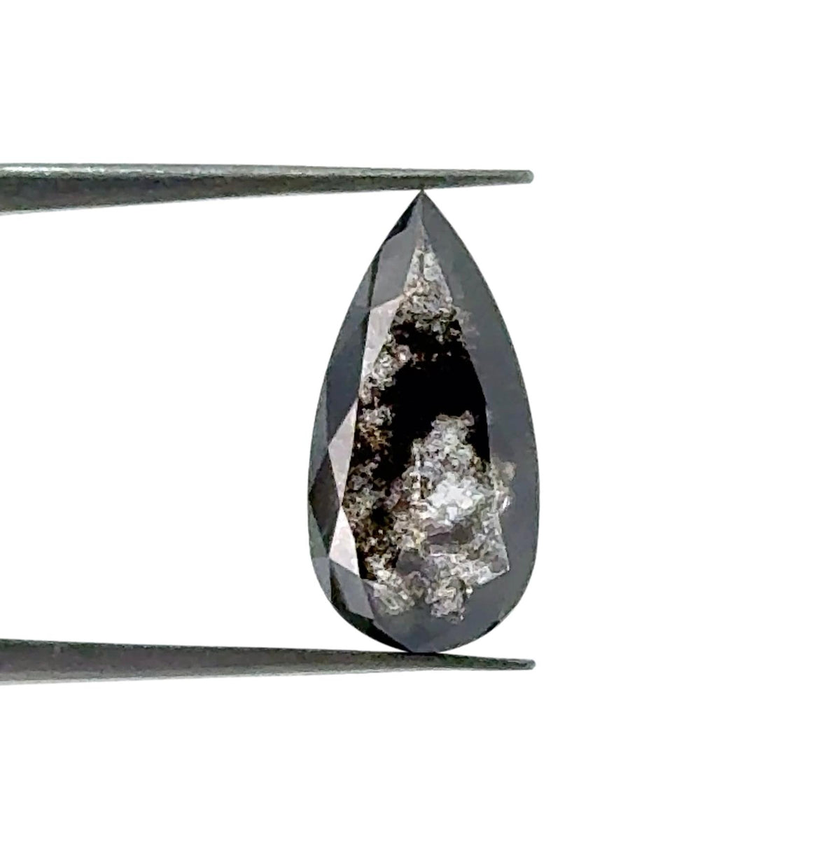 1.76ct | Salt & Pepper Pear Shape Rose Cut Lab Diamond