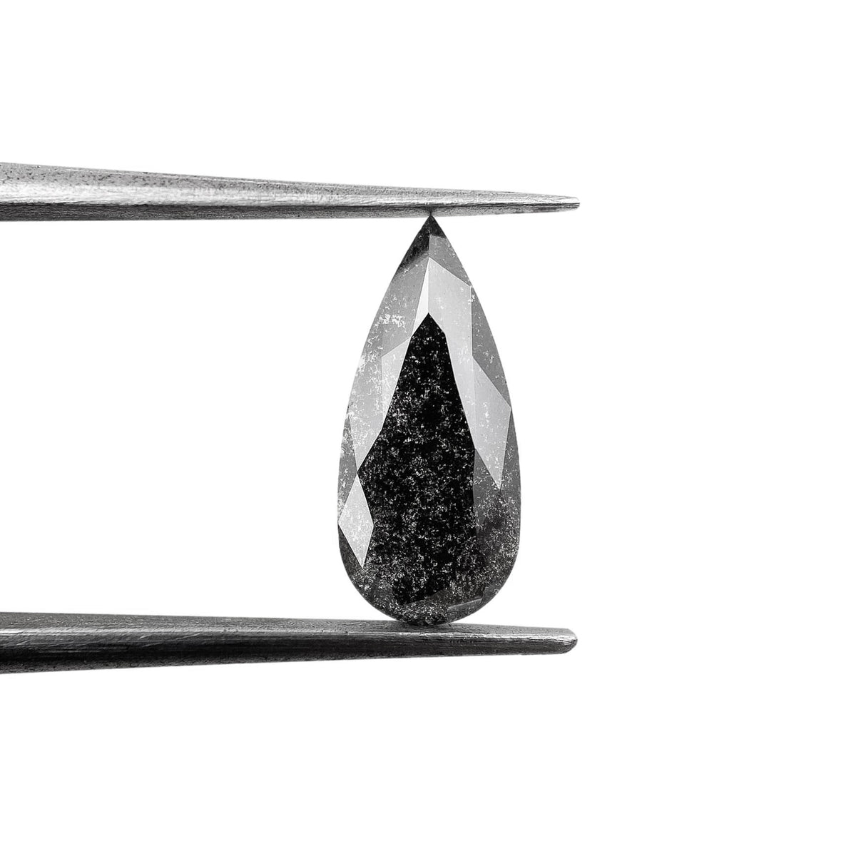 1.24ct | Salt & Pepper Pear Shape Rose Cut Lab Diamond