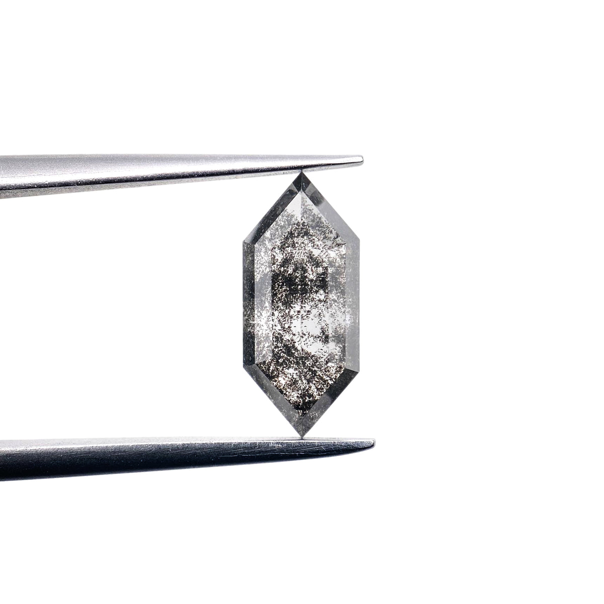 1.54ct | Salt &amp; Pepper Hexagon Shape Step Cut Lab Diamond