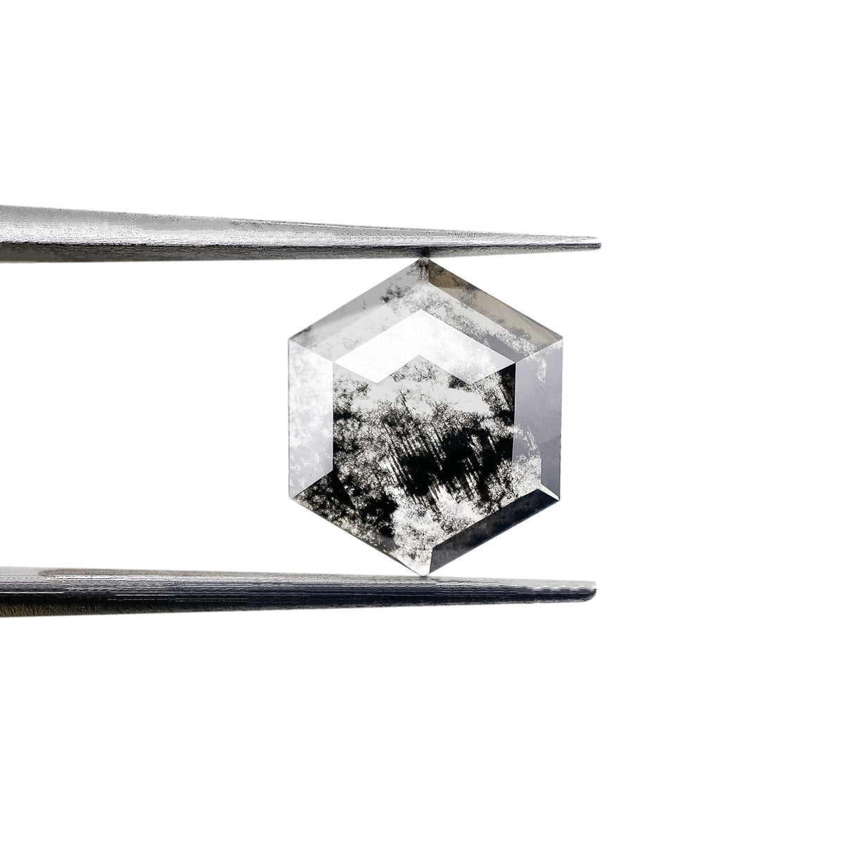 1.59ct | Salt & Pepper Hexagon Shape Rose Cut Lab Diamond