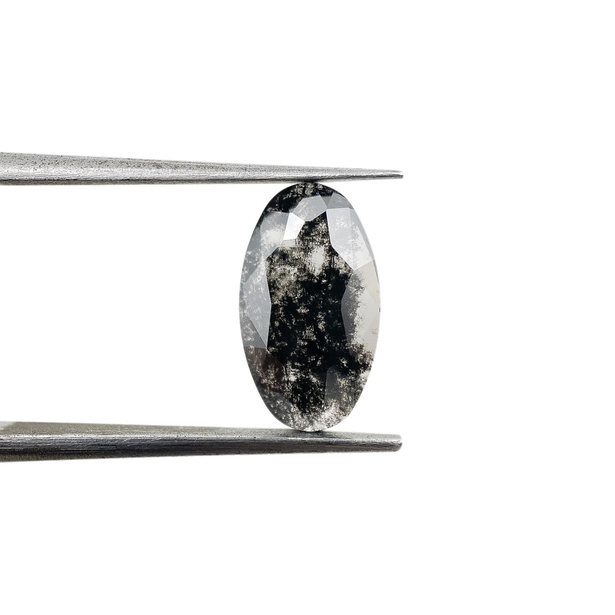 1.64ct | Salt & Pepper Oval Shape Rose Cut Lab Diamond