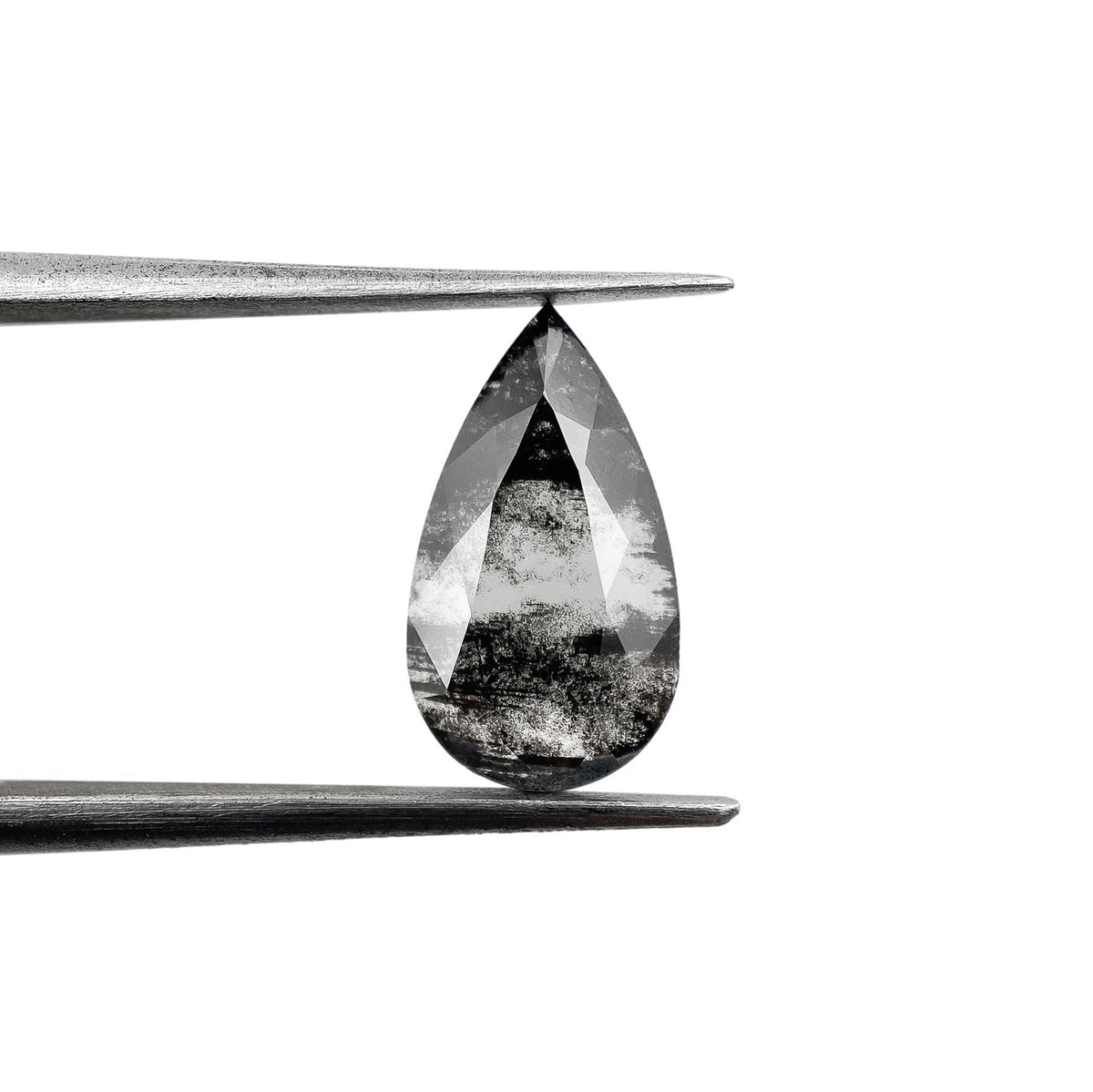 1.77ct | Salt & Pepper Pear Shape Rose Cut Lab Diamond