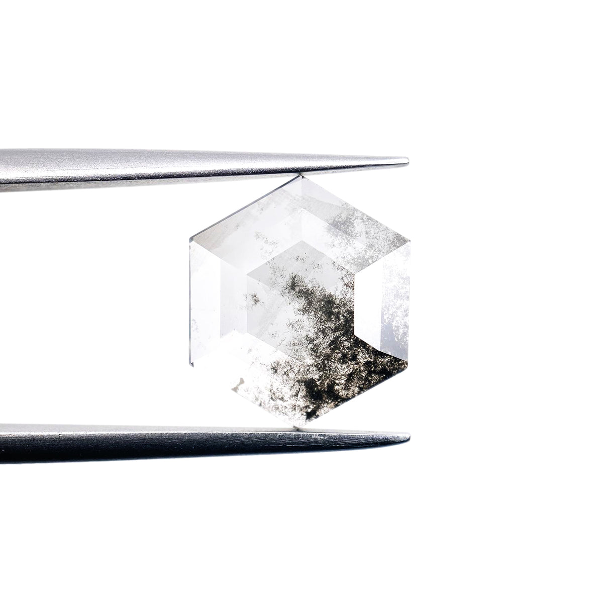 2.86ct | Salt &amp; Pepper Hexagon Shape Step Cut Lab Diamond