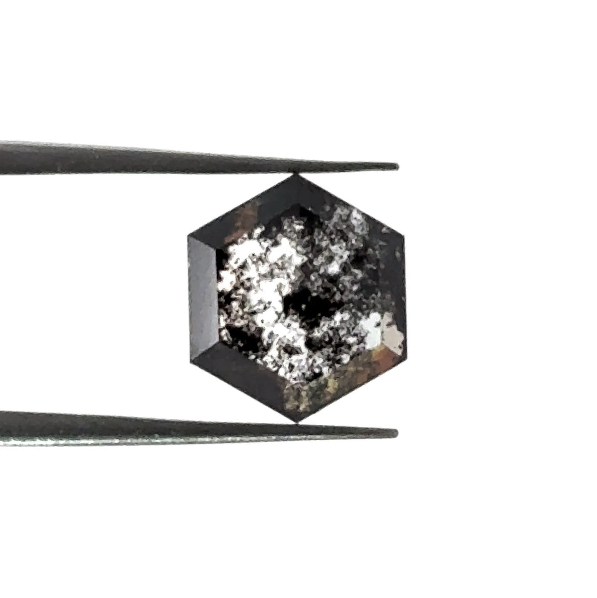 1.71ct | Salt & Pepper Hexagon Shape Rose Cut Lab Diamond