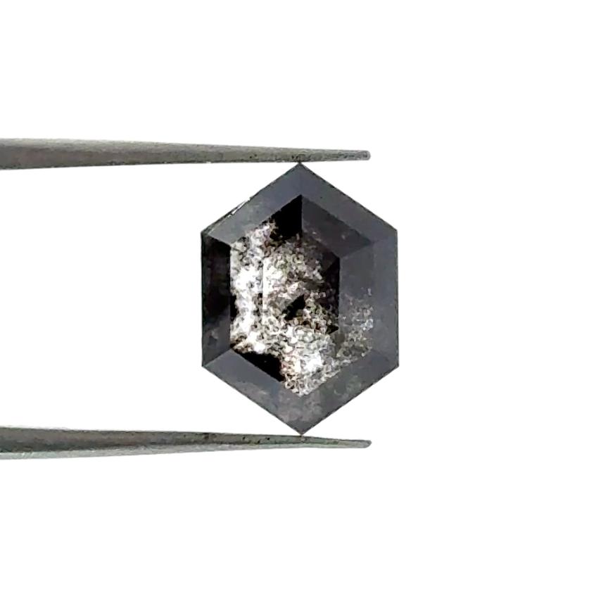 1.81ct | Salt & Pepper Hexagon Shape Rose Cut Lab Diamond