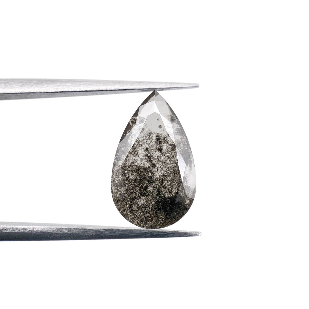 1.08ct | Salt & Pepper Pear Shape Rose Cut Lab Diamond