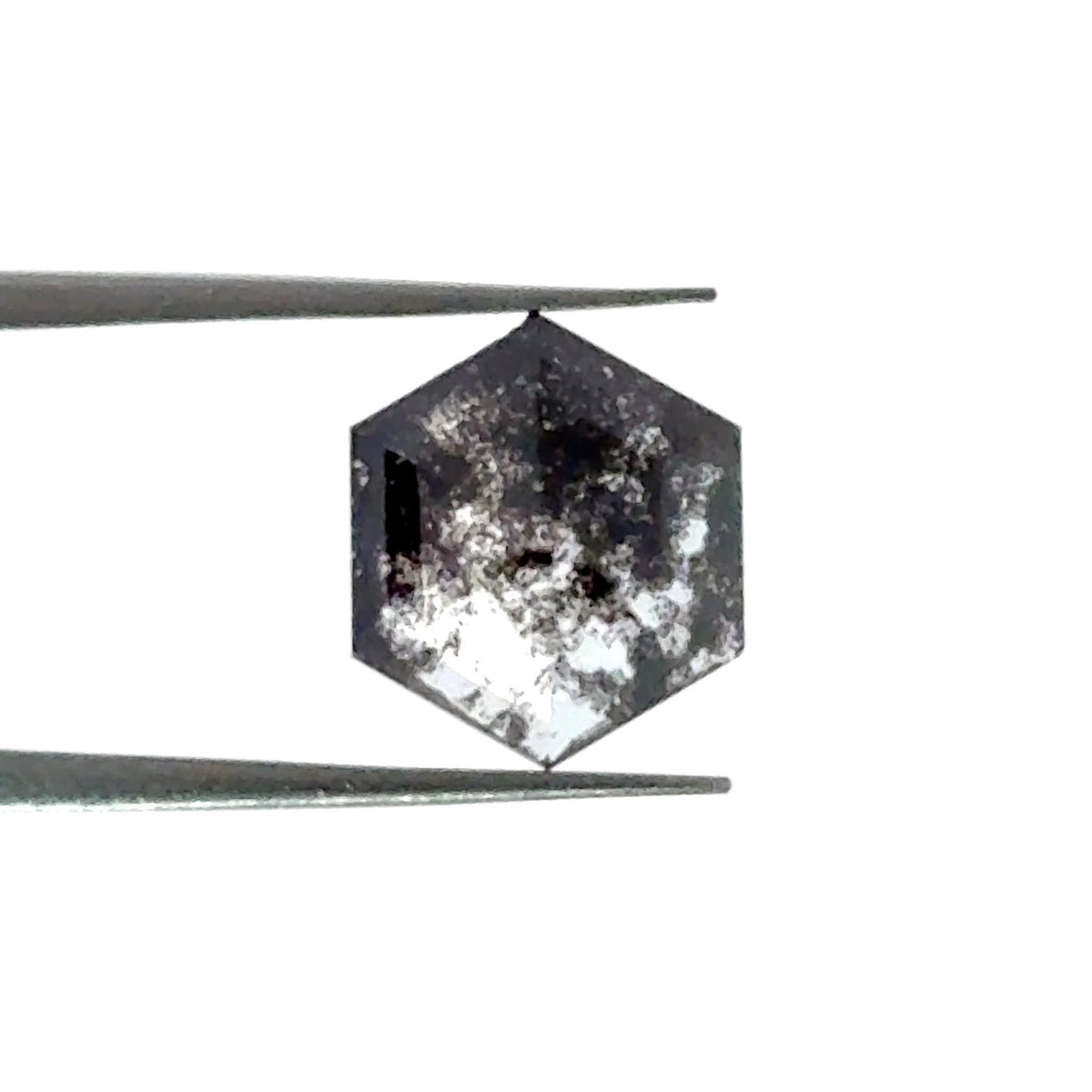 1.48ct | Salt & Pepper Hexagon Shape Rose Cut Lab Diamond
