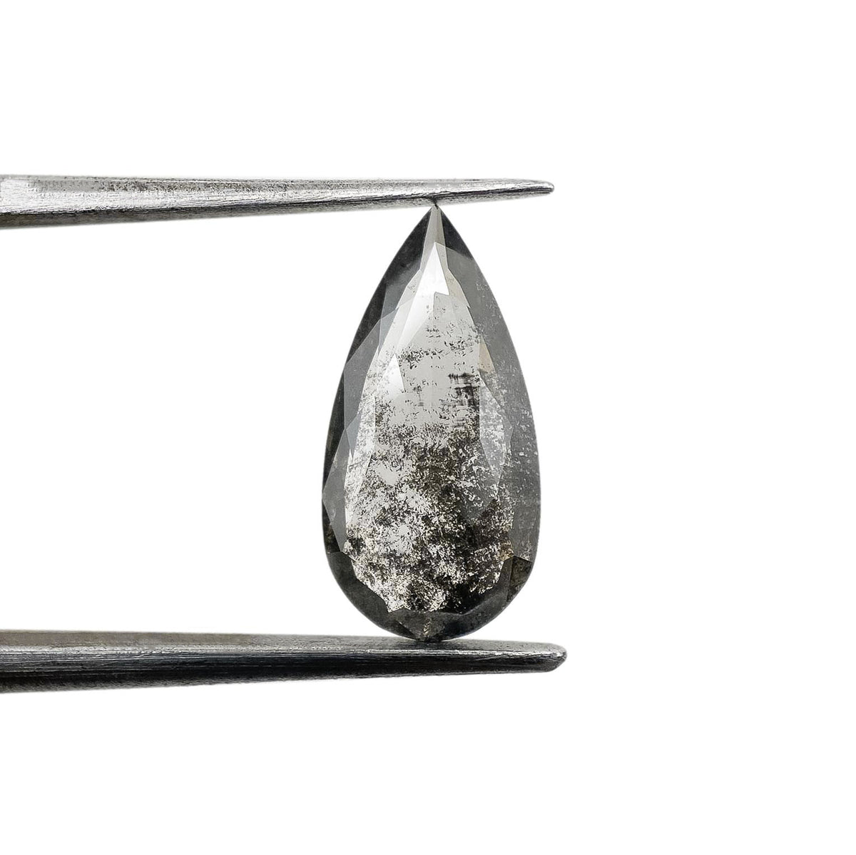 1.38ct | Salt & Pepper Pear Shape Rose Cut Lab Diamond