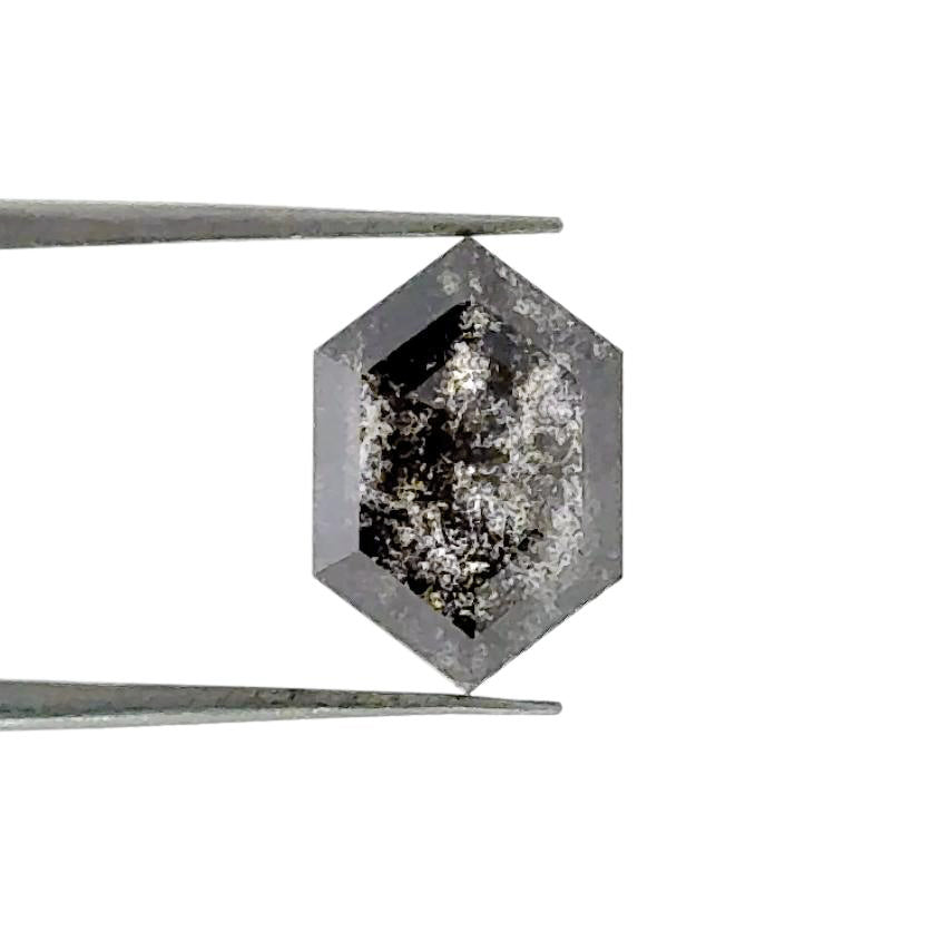 1.73ct | Salt & Pepper Hexagon Shape Rose Cut Lab Diamond