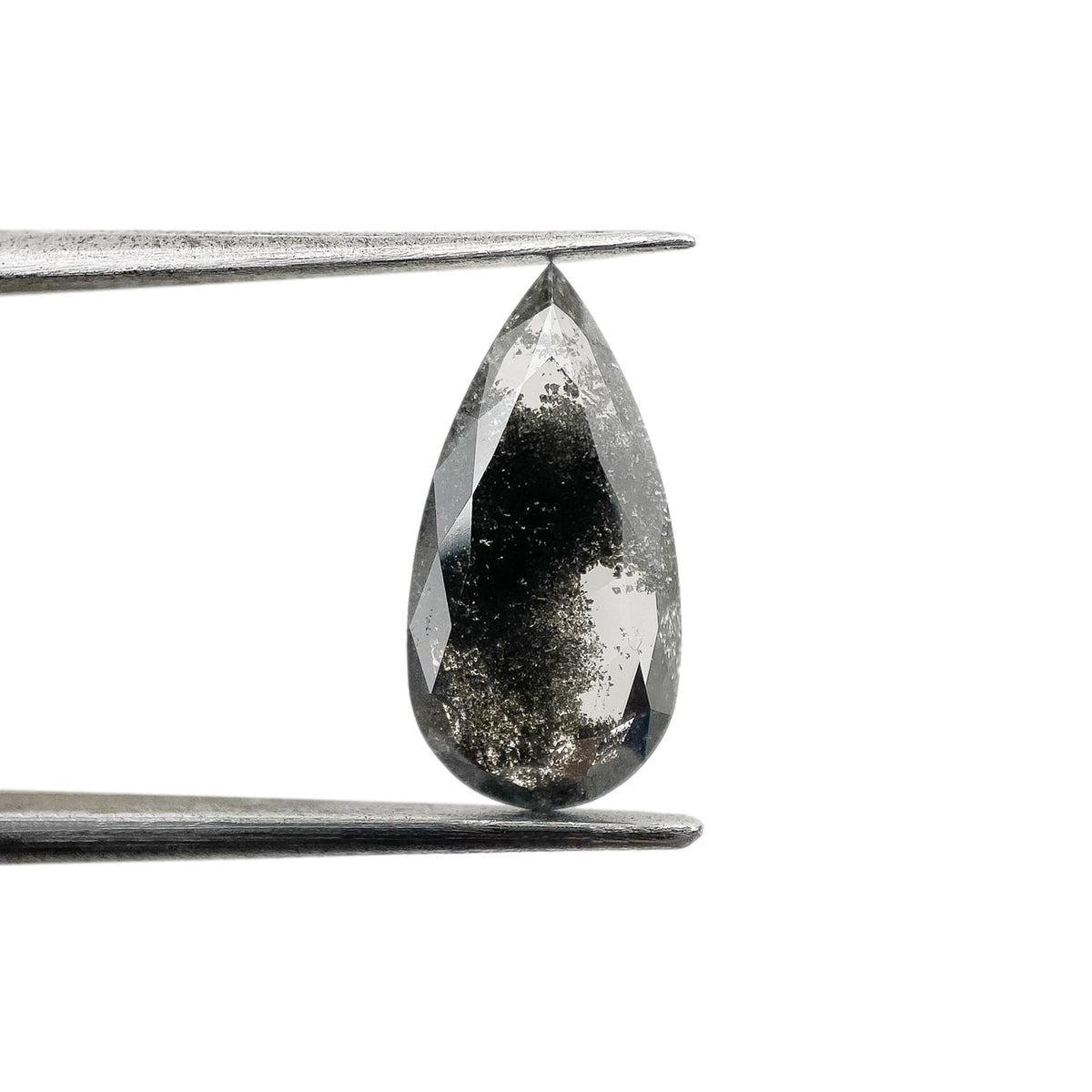 1.62ct | Salt & Pepper Pear Shape Rose Cut Lab Diamond