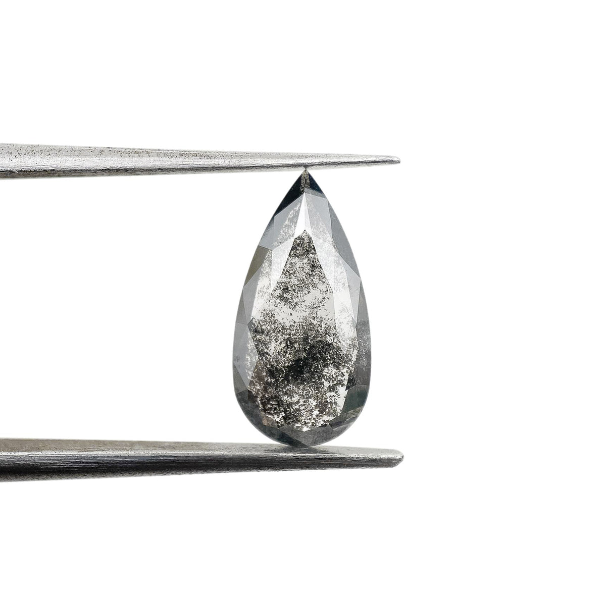 1.41ct | Salt & Pepper Pear Shape Rose Cut Lab Diamond