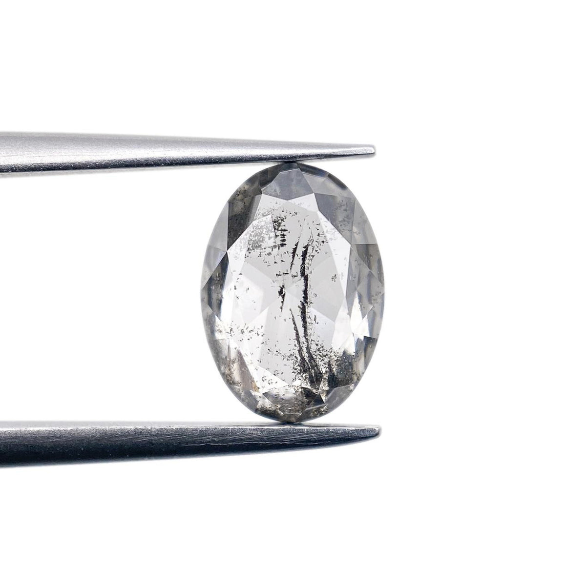 1.52ct | Salt &amp; Pepper Oval Shape Rose Cut Lab Diamond