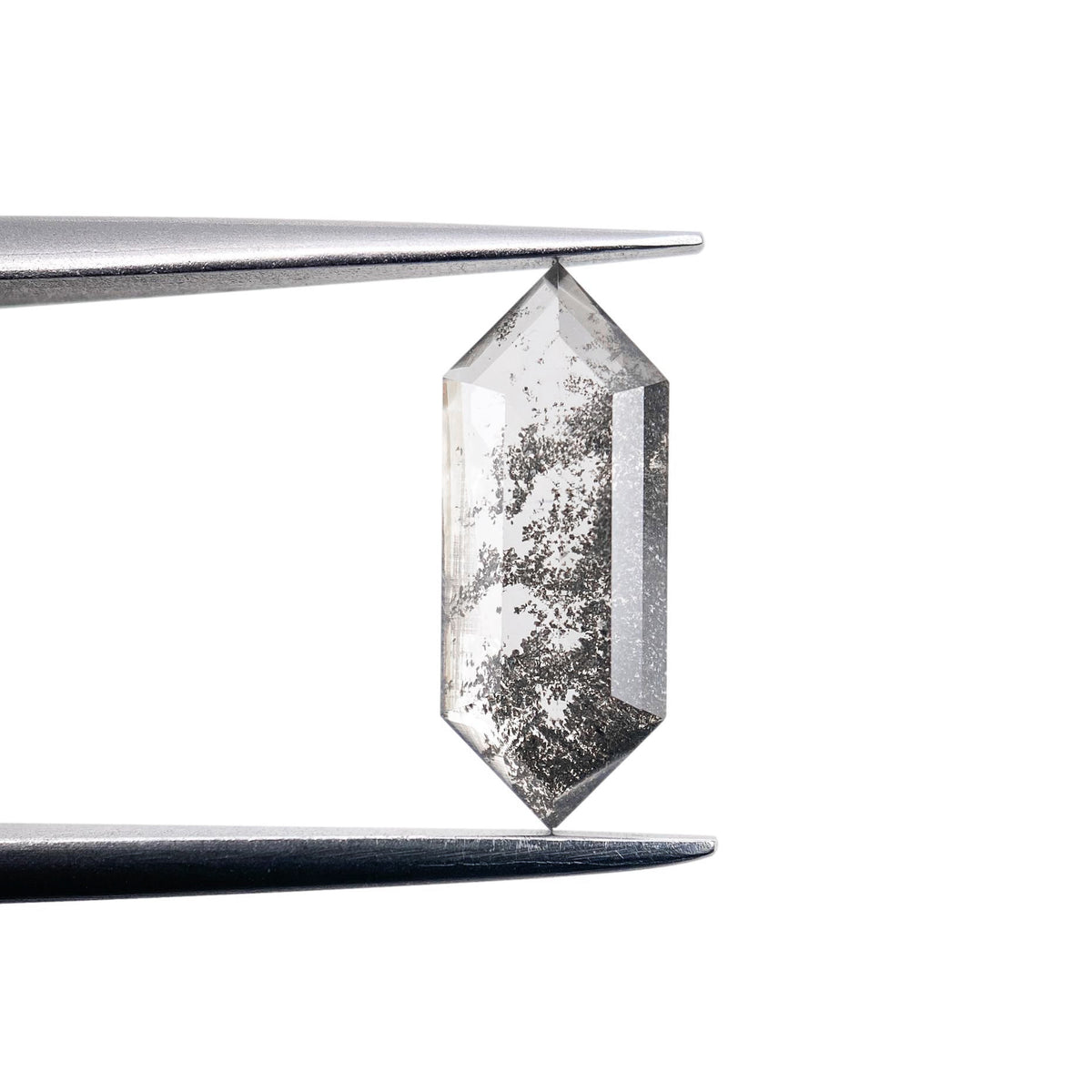 1.58ct | Salt &amp; Pepper Hexagon Shape Step Cut Lab Diamond