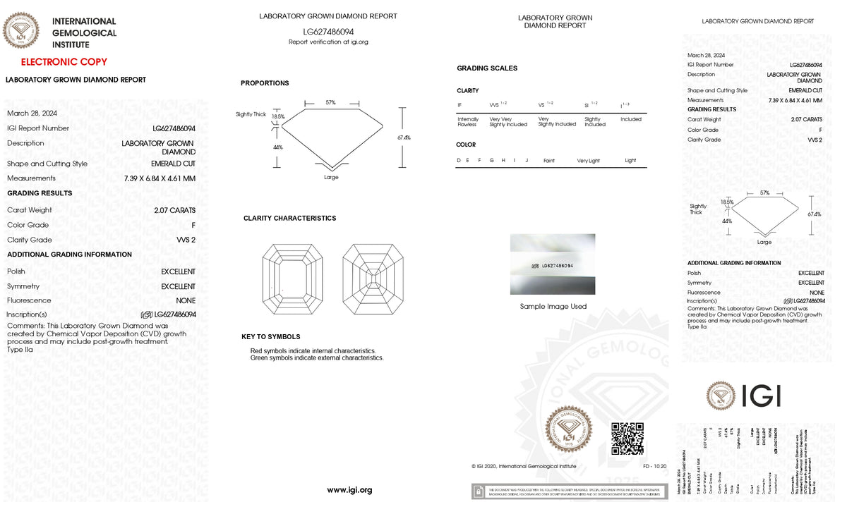 2.07ct | F/VVS2 Asscher Shape Step Cut Lab Diamond (IGI)