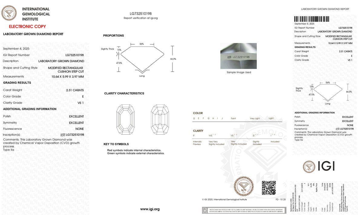 2.31ct | E/VS1 Octagon Shape Step Cut Lab Diamond (IGI)