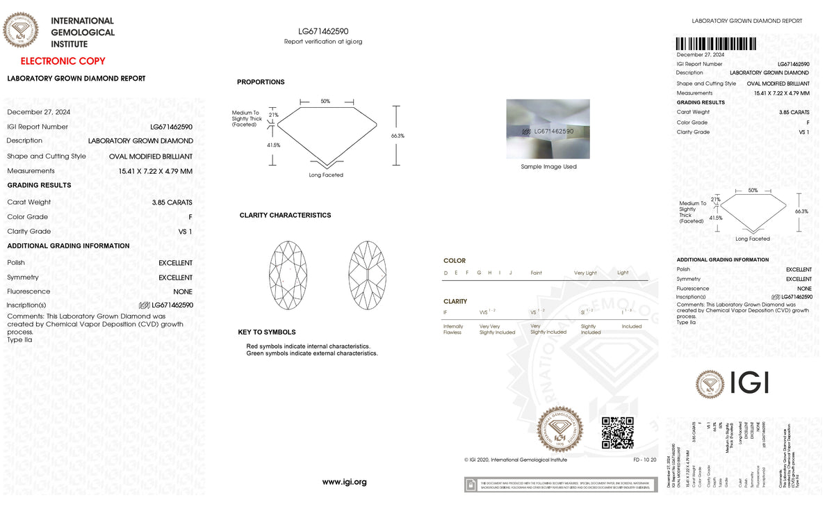 3.85ct | F/VS1 Oval Shape Old Mine Cut Lab Diamond (IGI)