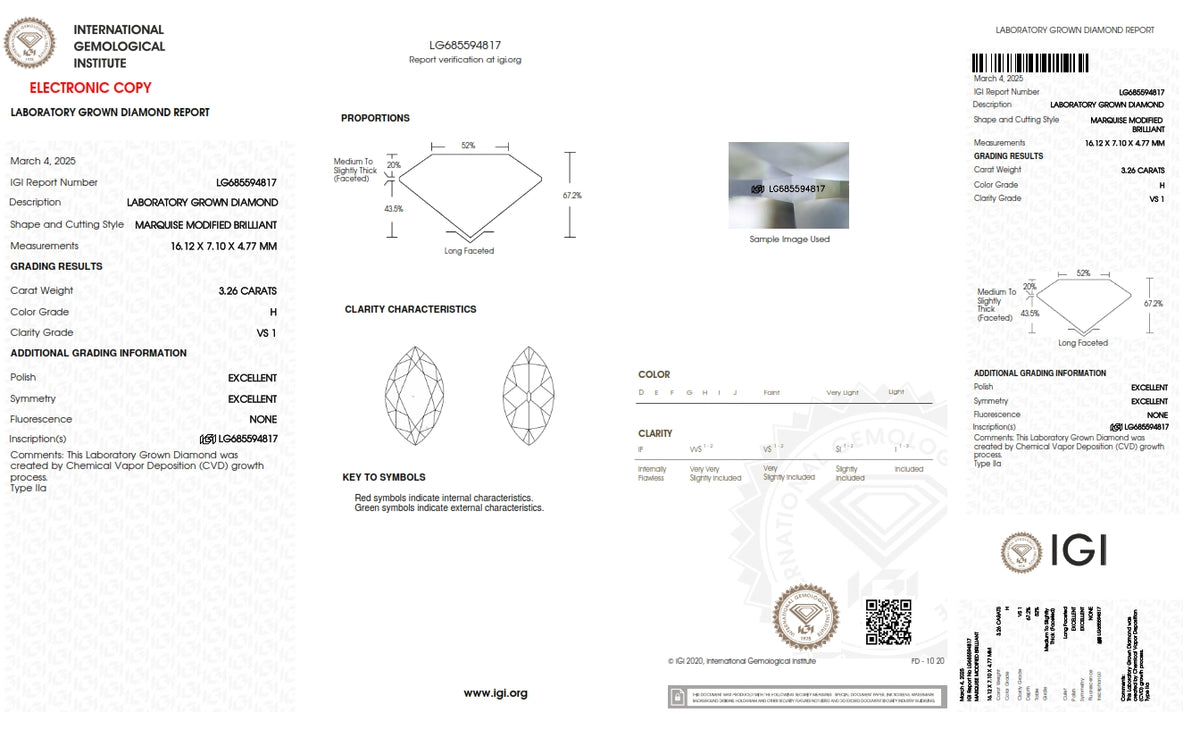 3.26ct | H/VS1 Marquise Shape Old Mine Cut Lab Diamond (IGI)