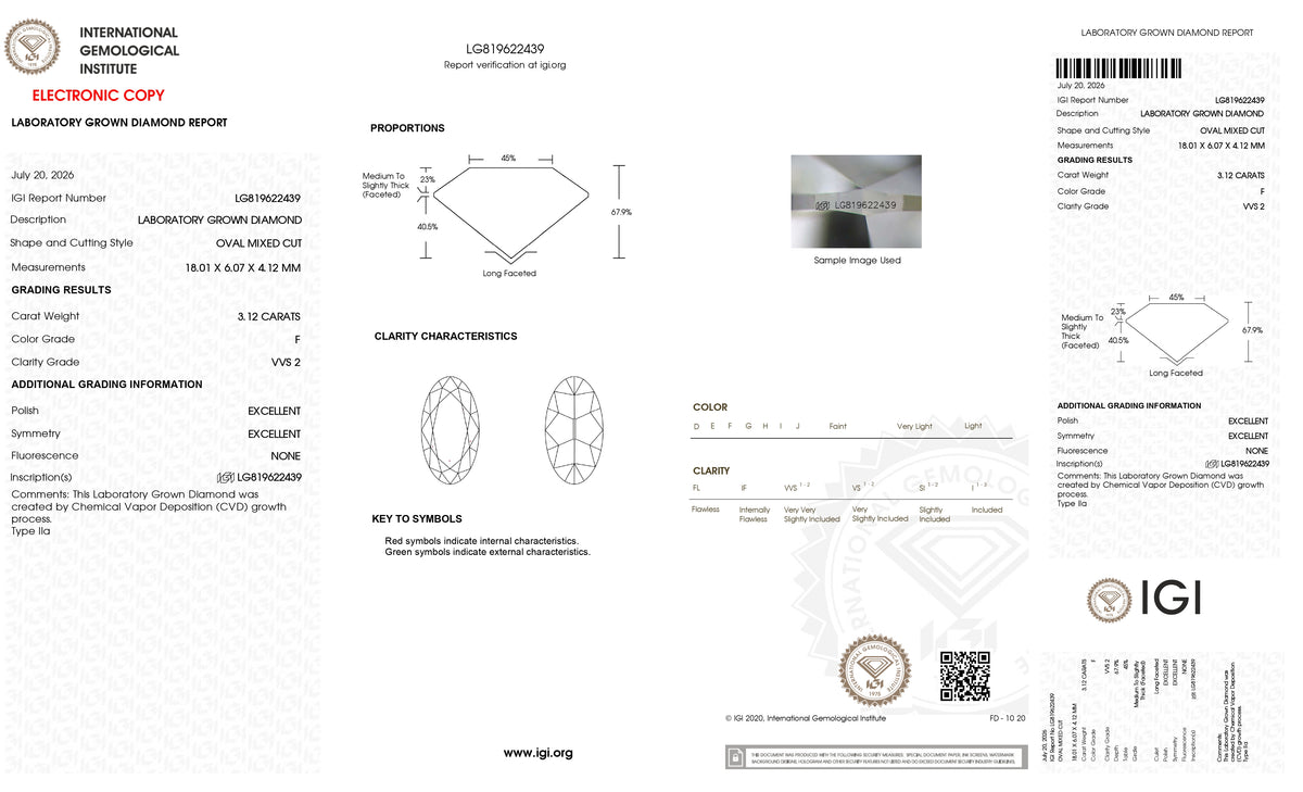 3.12ct | F/VVS2 Oval Shape Old Mine Cut Lab Diamond (IGI)