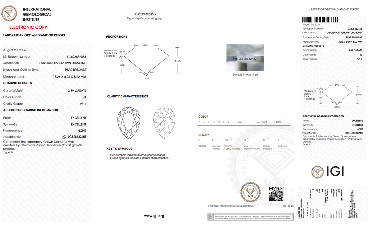 3.39ct | G/VS1 Pear Shape Old Mine Cut Lab Diamond (IGI)