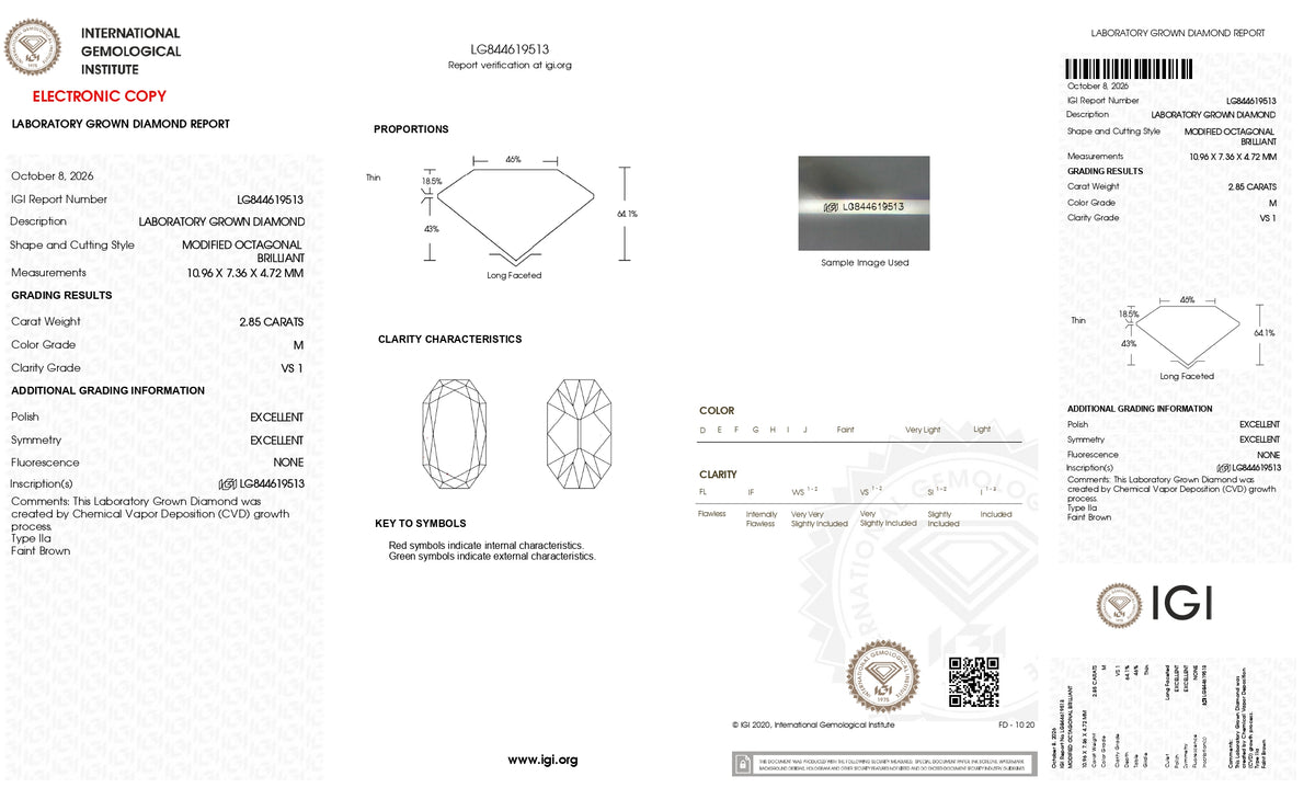 2.85ct | M/VS1 Champagne Octagon Shape Old Mine Cut Lab Diamond (IGI)-LITHOS Diamond