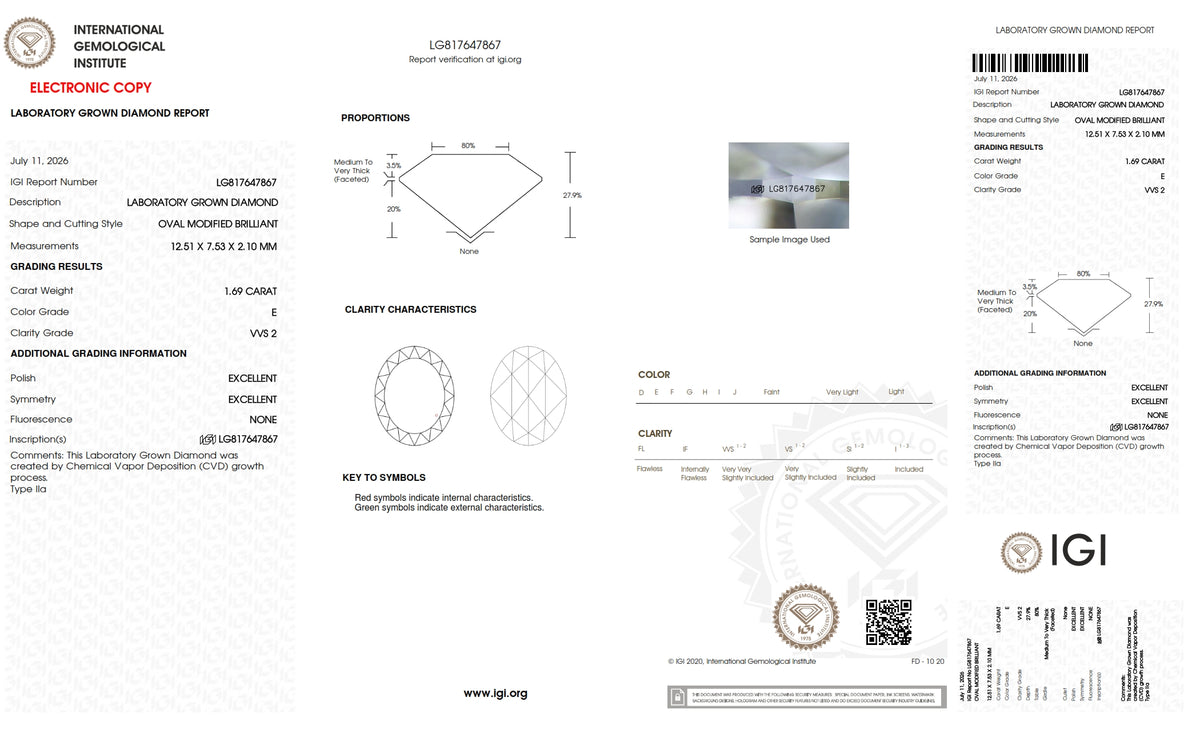 1.69ct | E/VVS2 Oval Shape Rose Cut Lab Diamond (IGI)