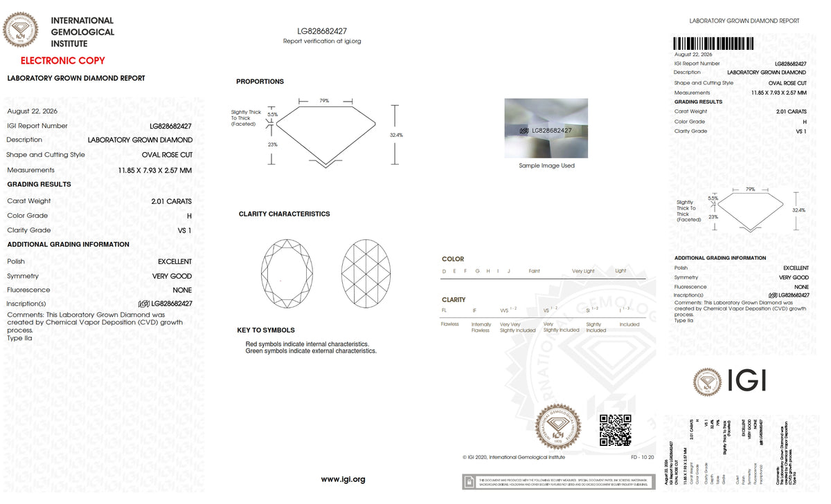 2.01ct | H/VS1 Oval Shape Rose Cut Lab Diamond (IGI)