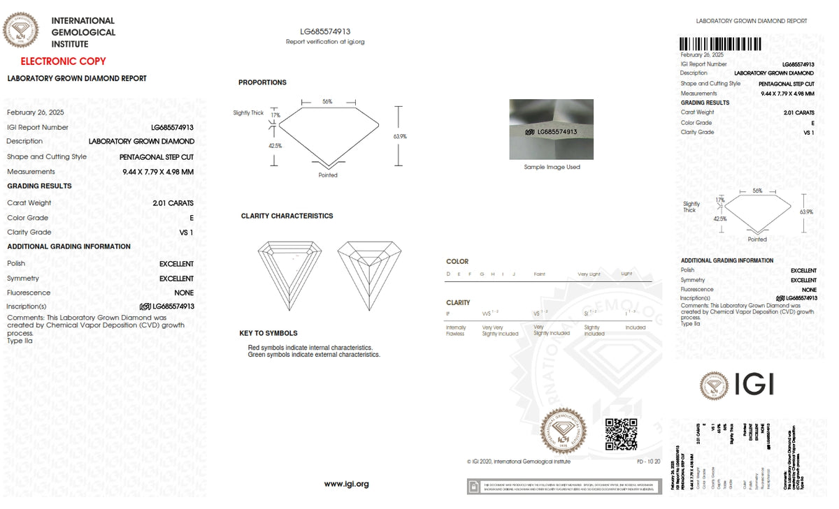 2.01ct | E/VS1 Shield Shape Step Cut Lab Diamond (IGI)