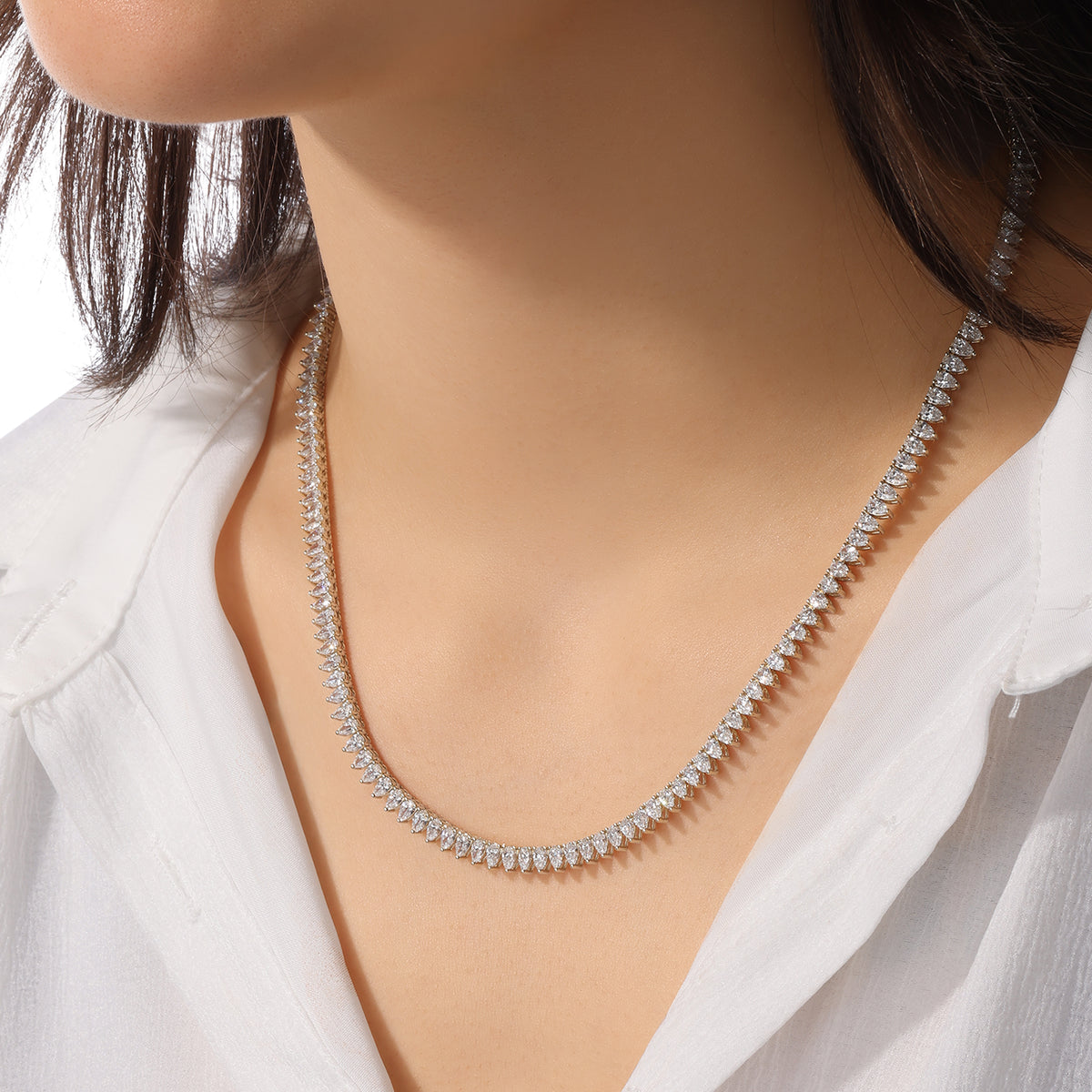 Pear Shape Tennis Necklace