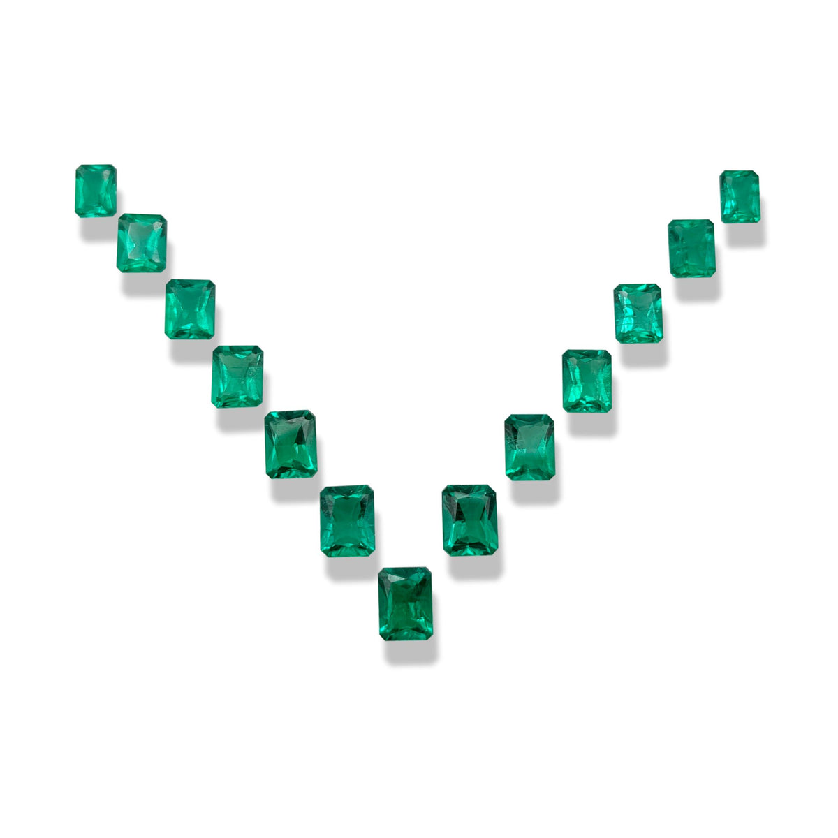 39.71cttw 13-pcs| Radiant Shape Brilliant Cut Lab Emerald Suite-LITHOS Diamond